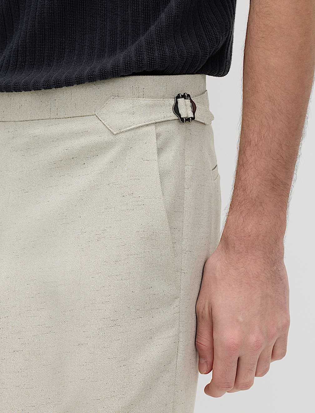 Tailored Fit Herringbone Trousers