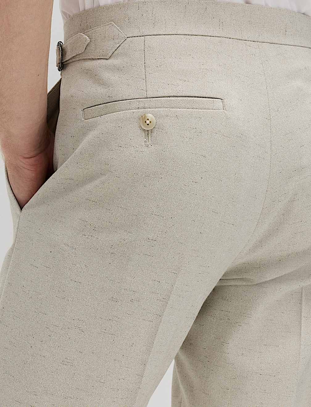 Tailored Fit Herringbone Trousers