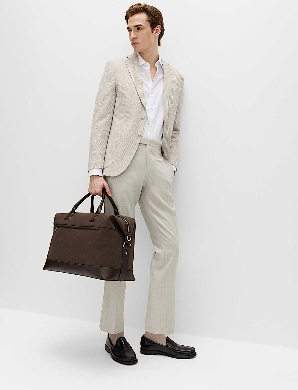 Tailored Fit Herringbone Trousers