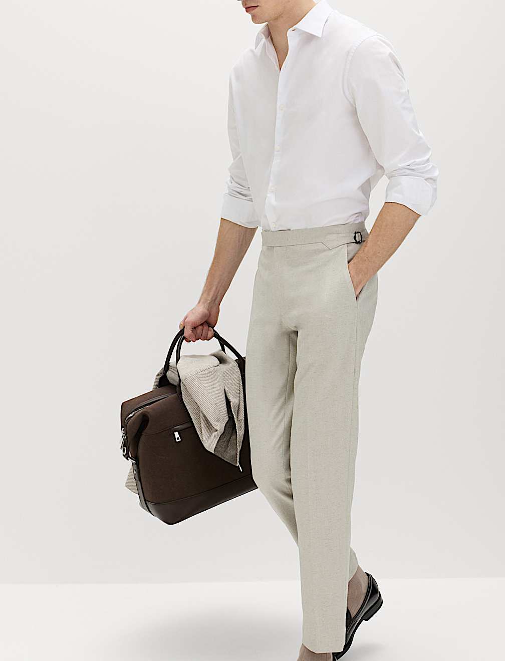 Tailored Fit Herringbone Trousers