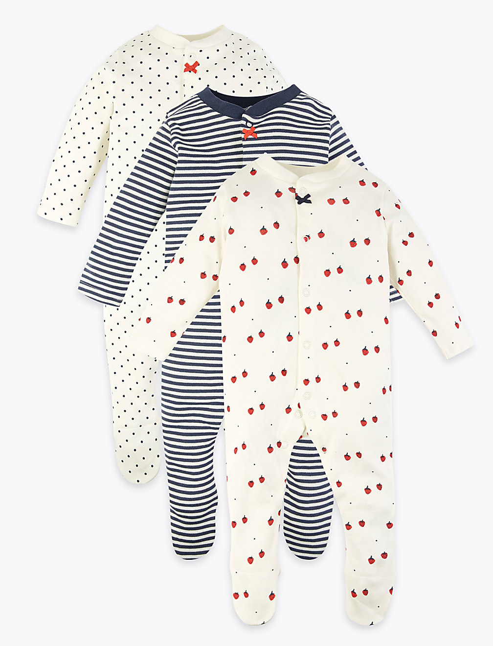 3 Pack Organic Cotton Sleepsuits