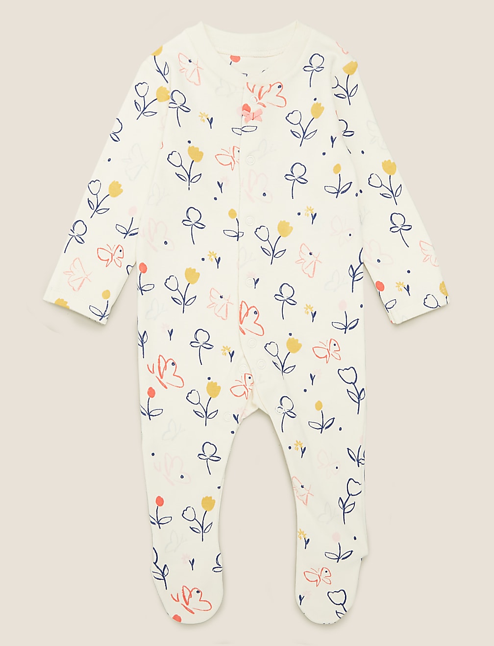 3pk Organic Cotton Print Sleepsuits