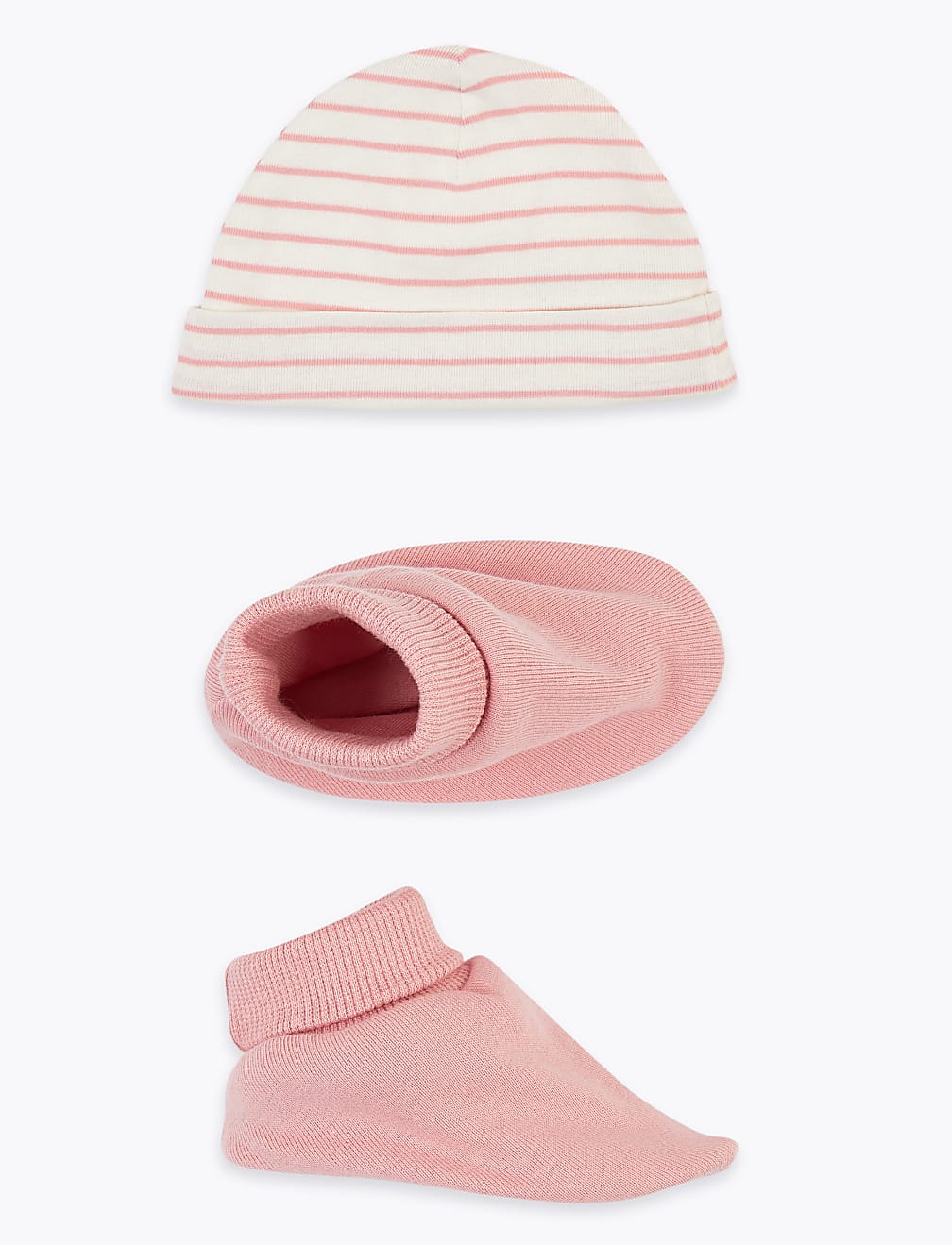 2pc Pure Cotton Baby Hat & Booties Set (0-12 Mths)