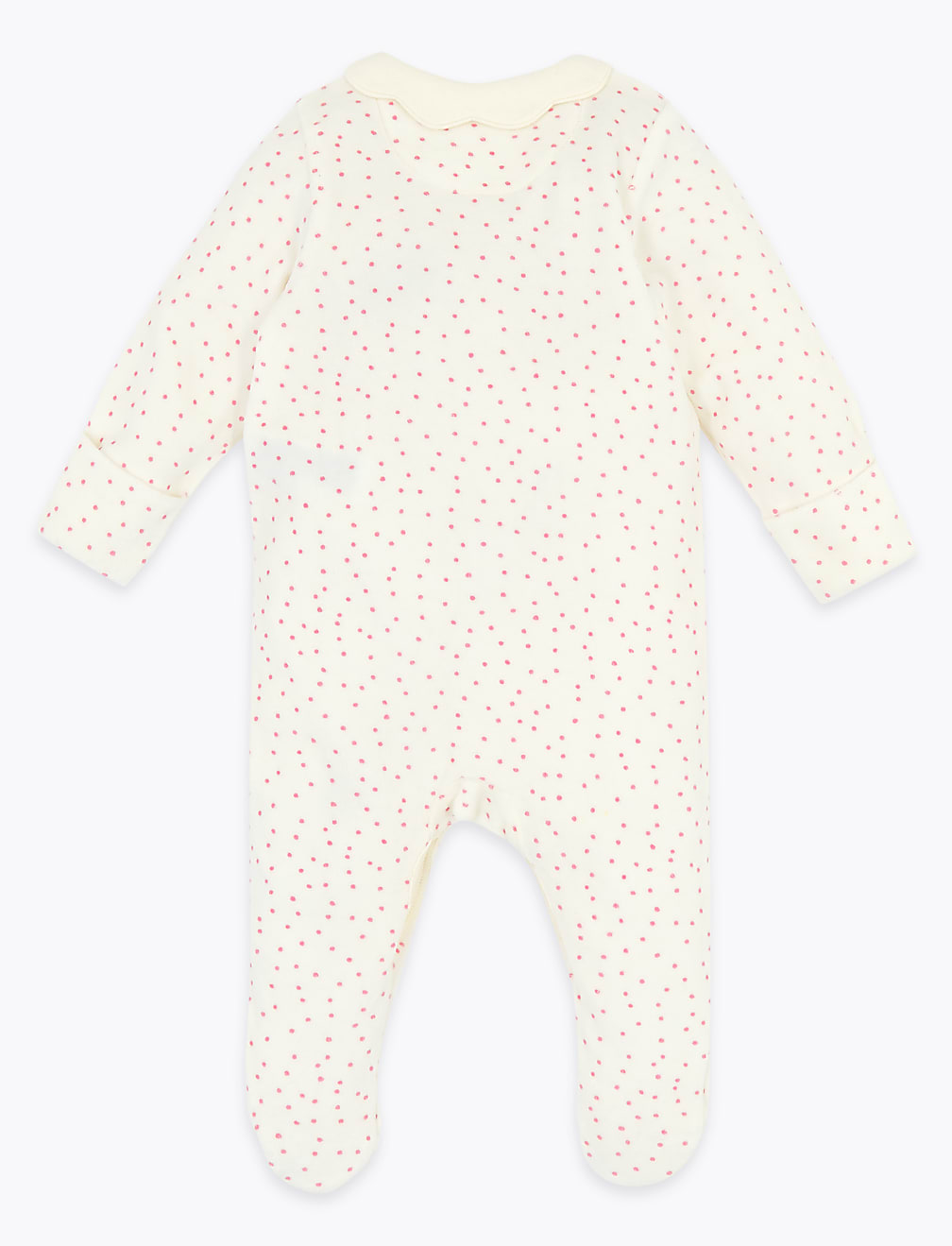 Cotton Rich Velour Spotted Sleepsuit (7lbs-12 Mths)