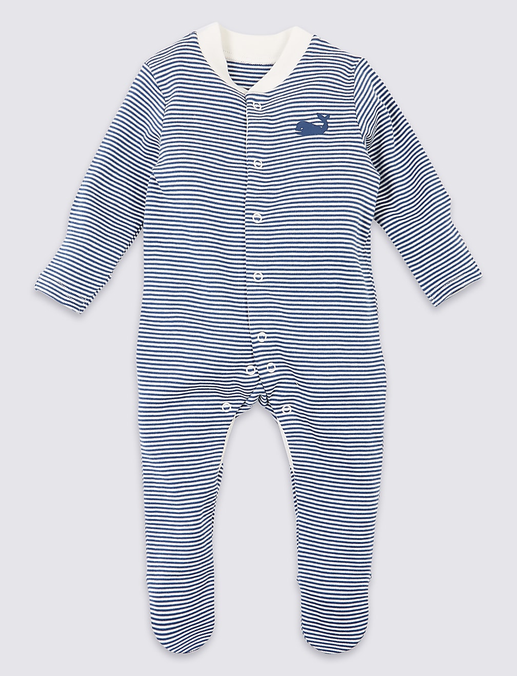 3 Pack Organic Pure Cotton Whale Sleepsuits