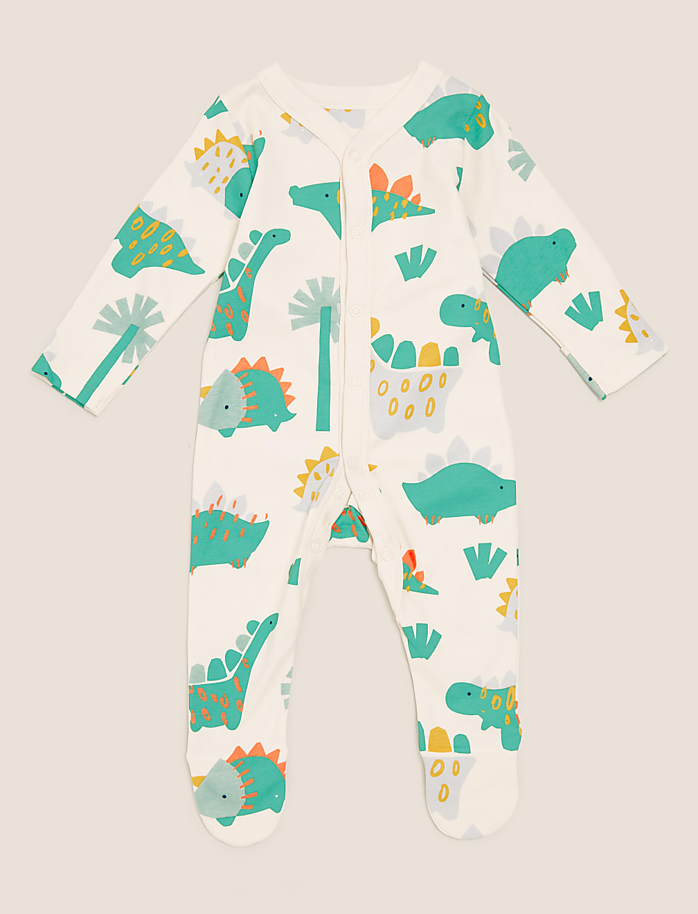 3pk Organic Cotton Dinosaur Sleepsuits