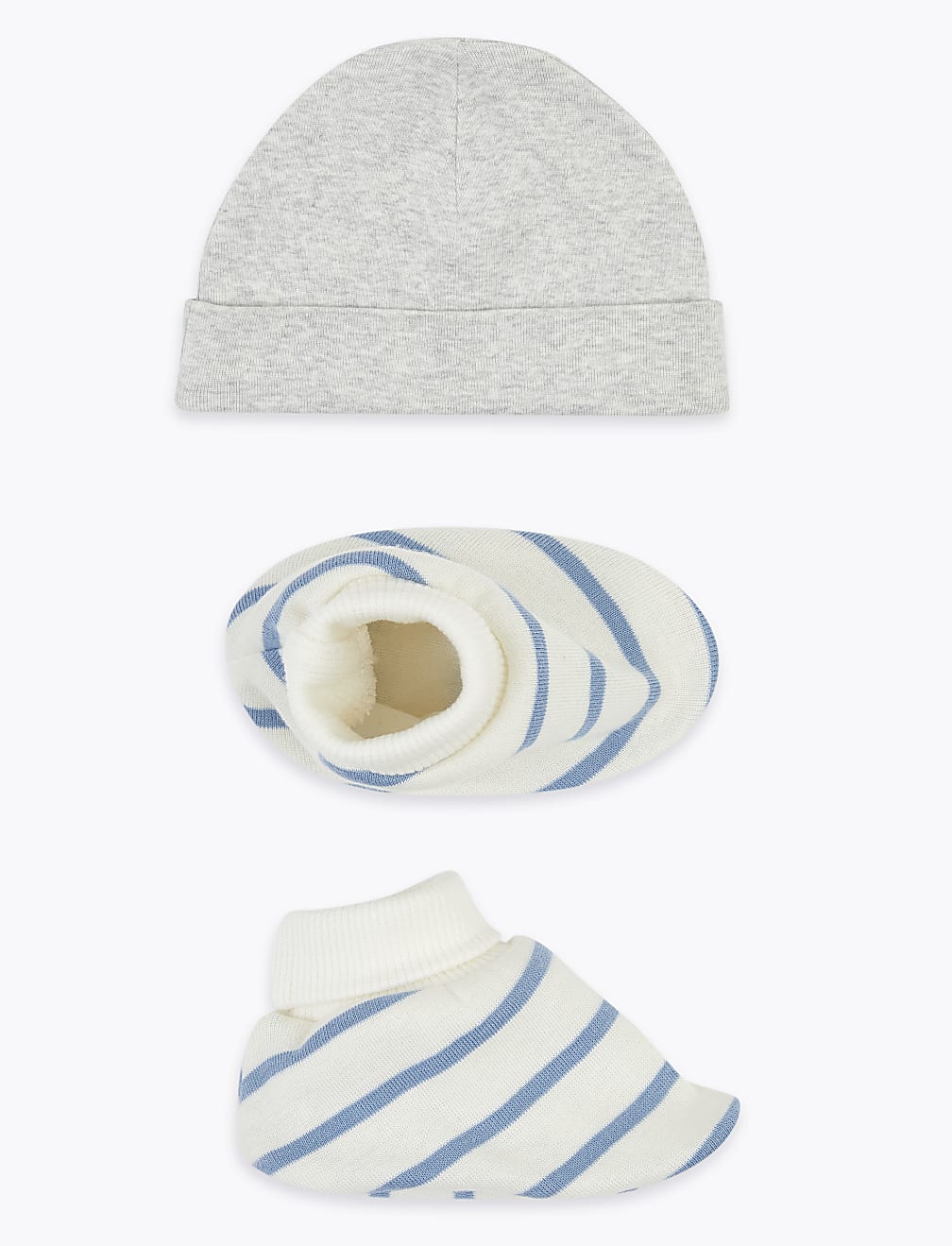 2pc Pure Cotton Hat & Booties Set (0-12 Mths)