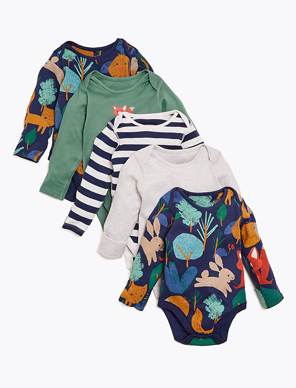 5pk Organic Cotton Forest Print Bodysuits (6&frac12;lbs-3 Yrs)