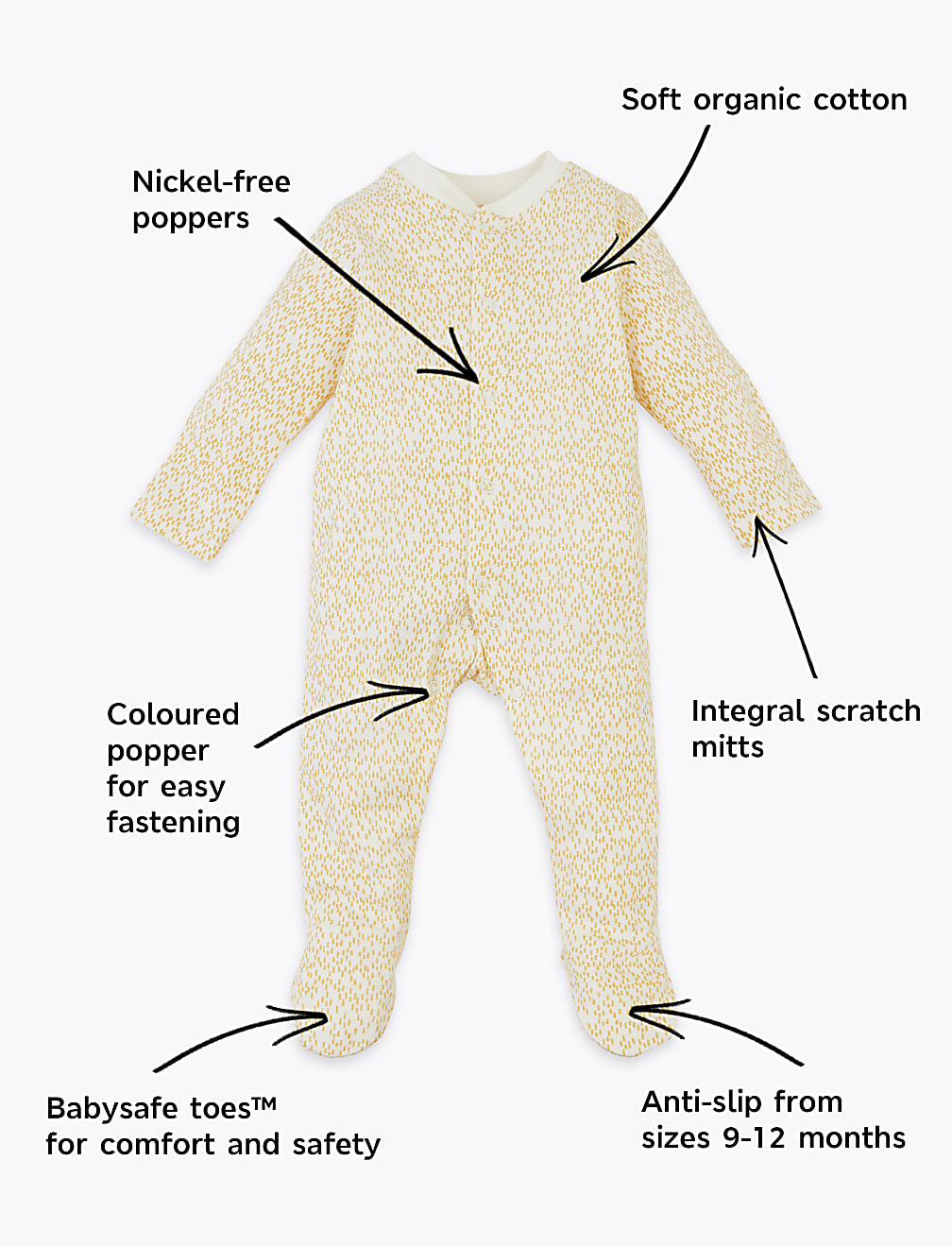 3 Pack Cotton Farmyard Sleepsuits