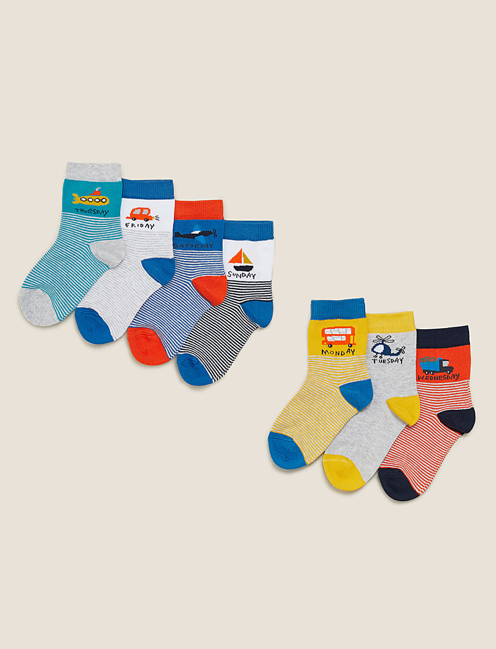 7pk Cotton Rich Days Of The Week Socks