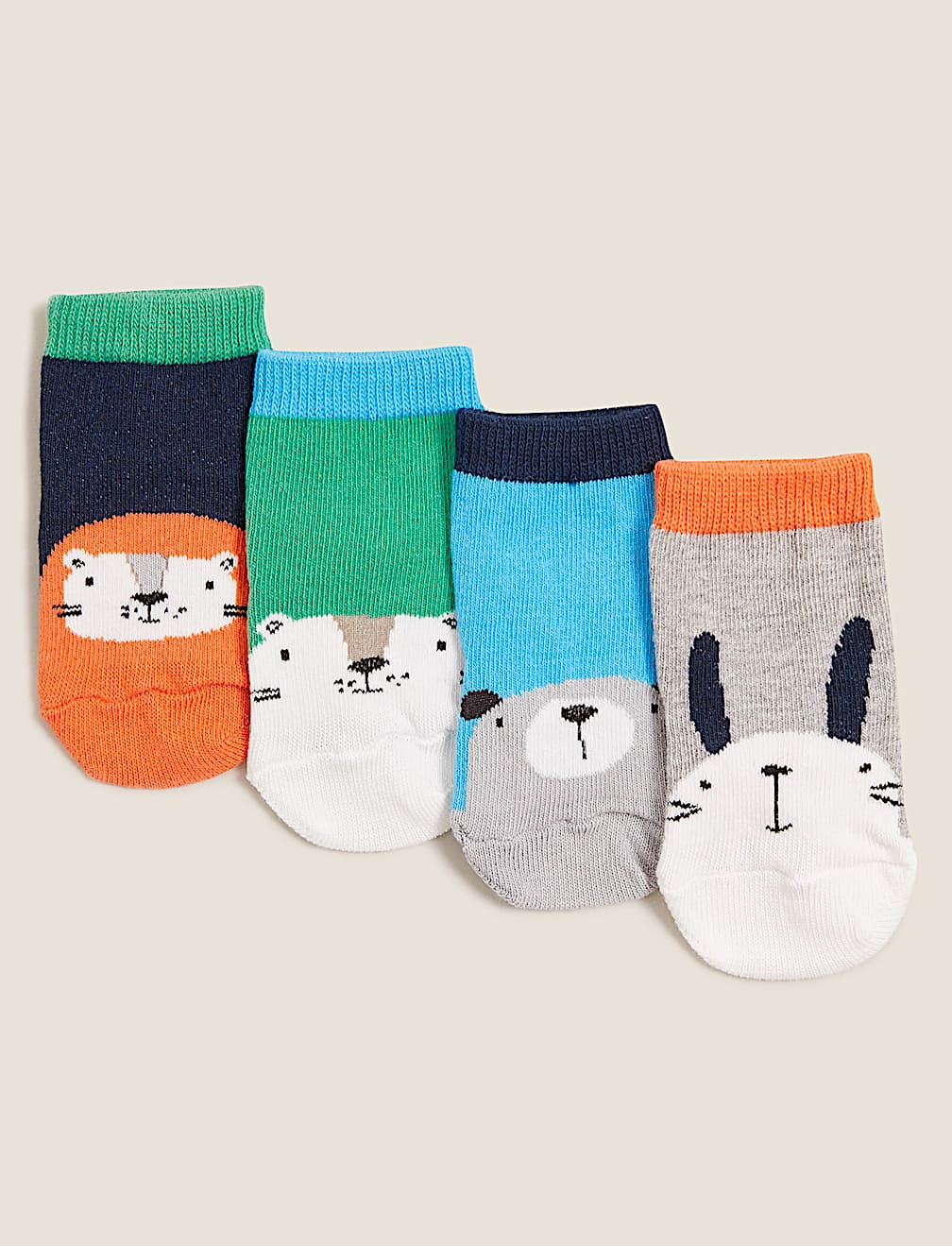 4pk Cotton Rich Animal Baby Socks (0-24 Mths )