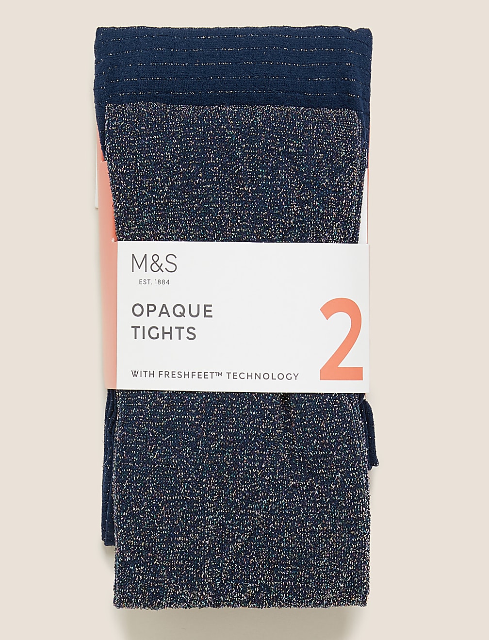 2pk 40 Denier Glitter Opaque Tights (18 Mths - 14 Yrs)