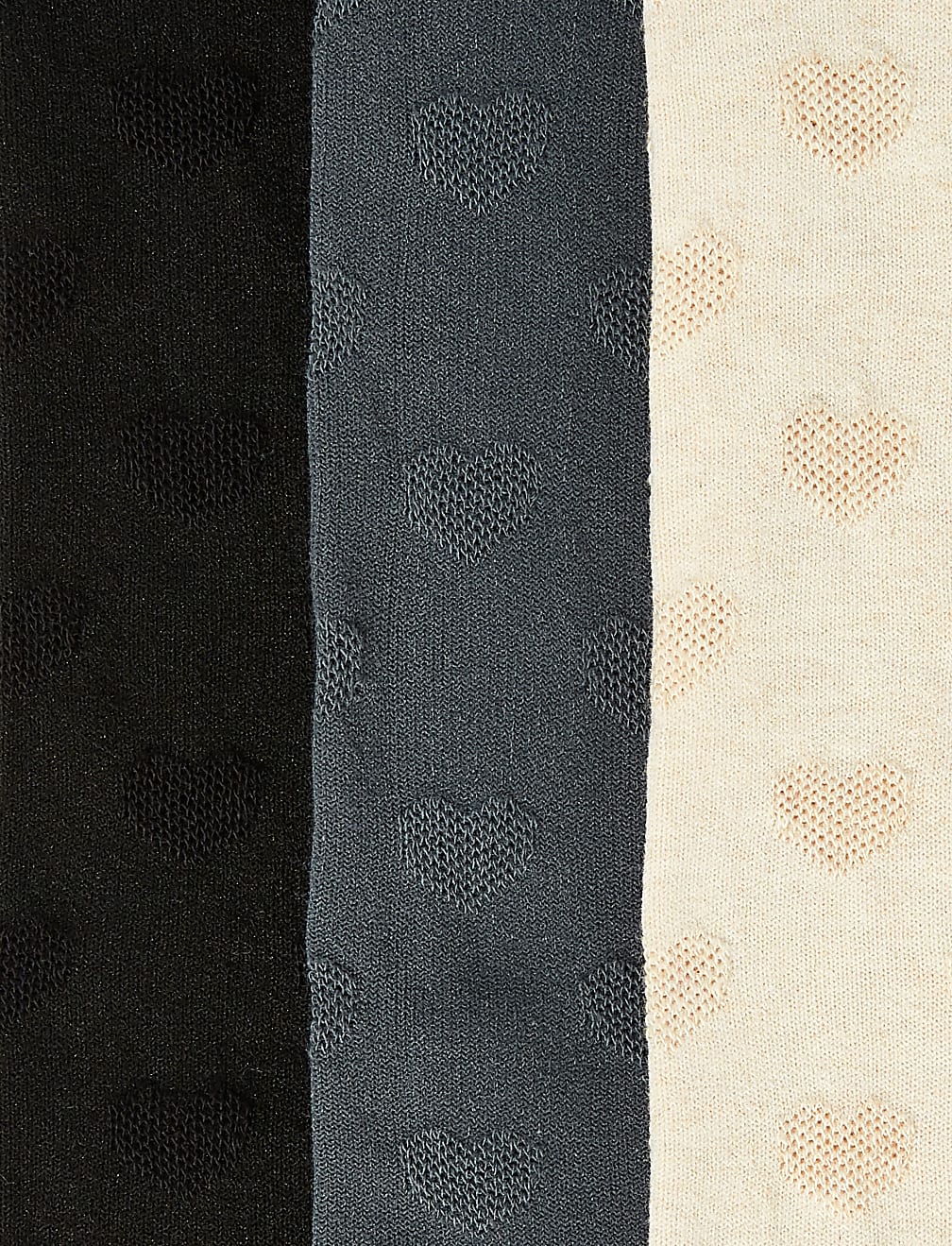 3pk Jacquard Heart Tights (2-14 Yrs)
