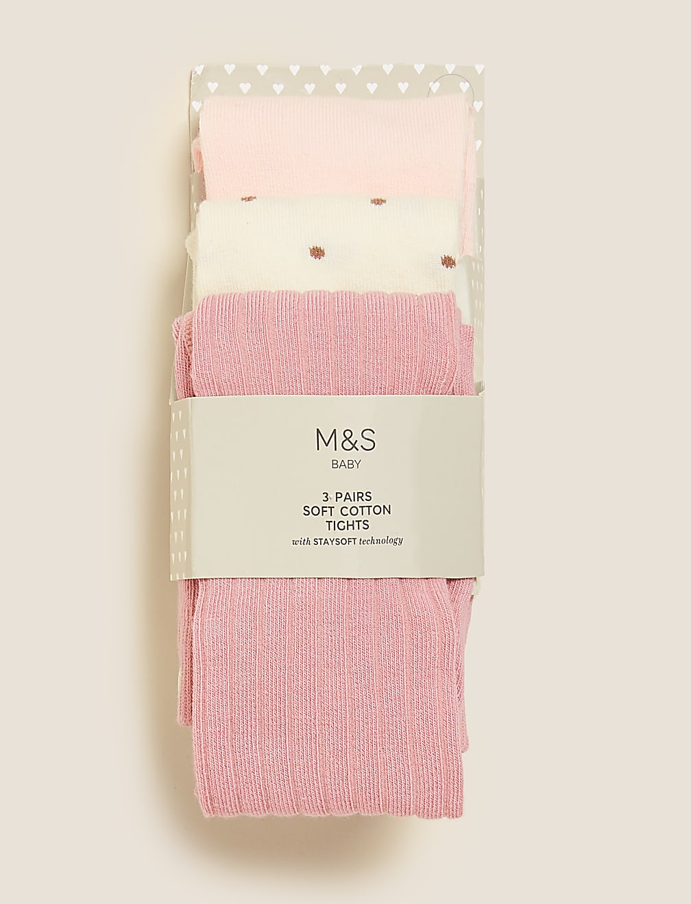 3pk Cotton Tonal Baby Tights