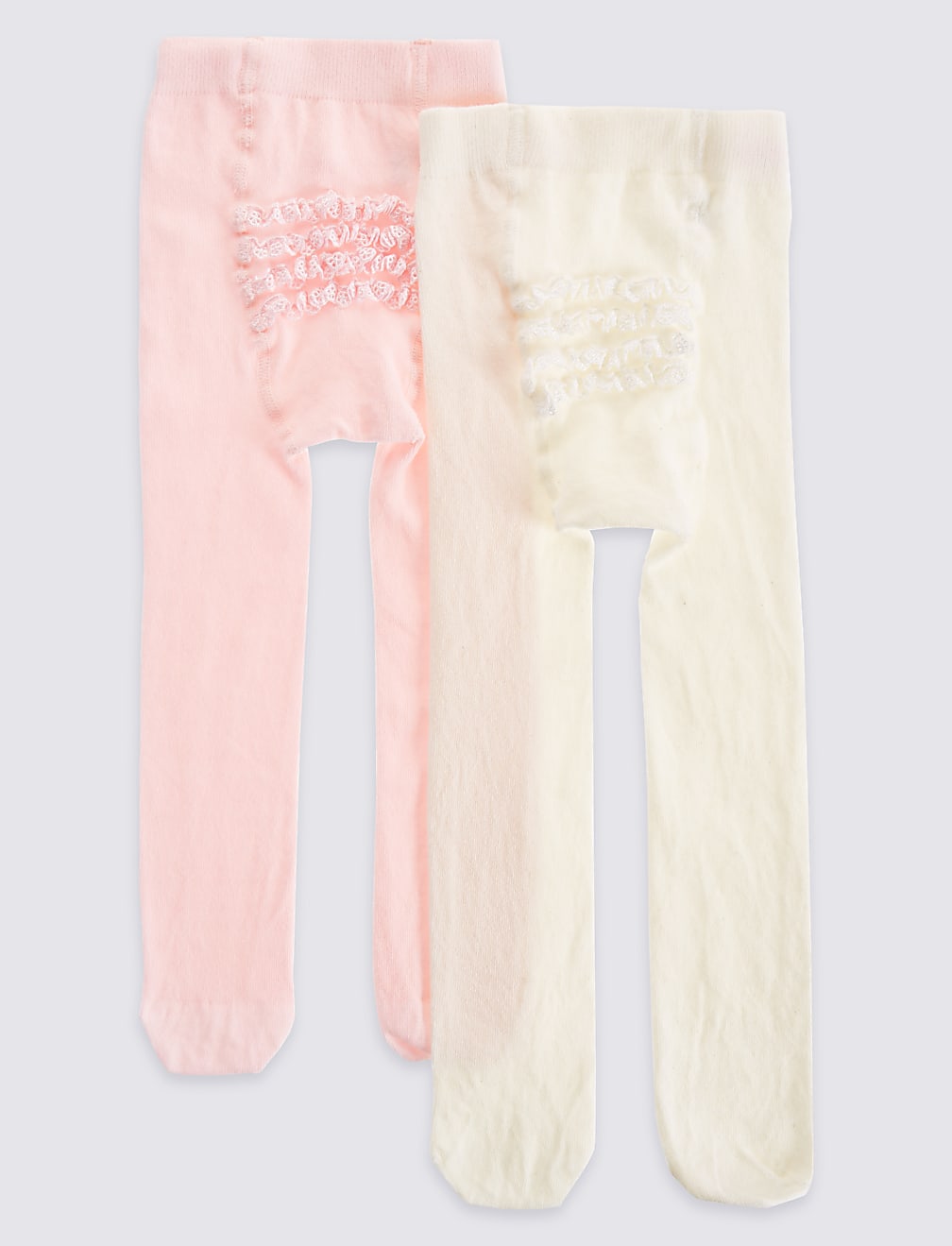2 Pack of Frilly Bum Baby Tights (0 - 24 Mths)