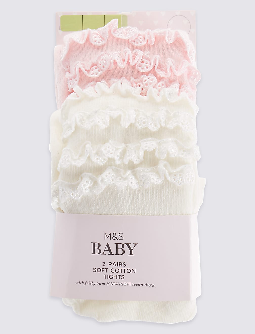 2 Pack of Frilly Bum Baby Tights (0 - 24 Mths)