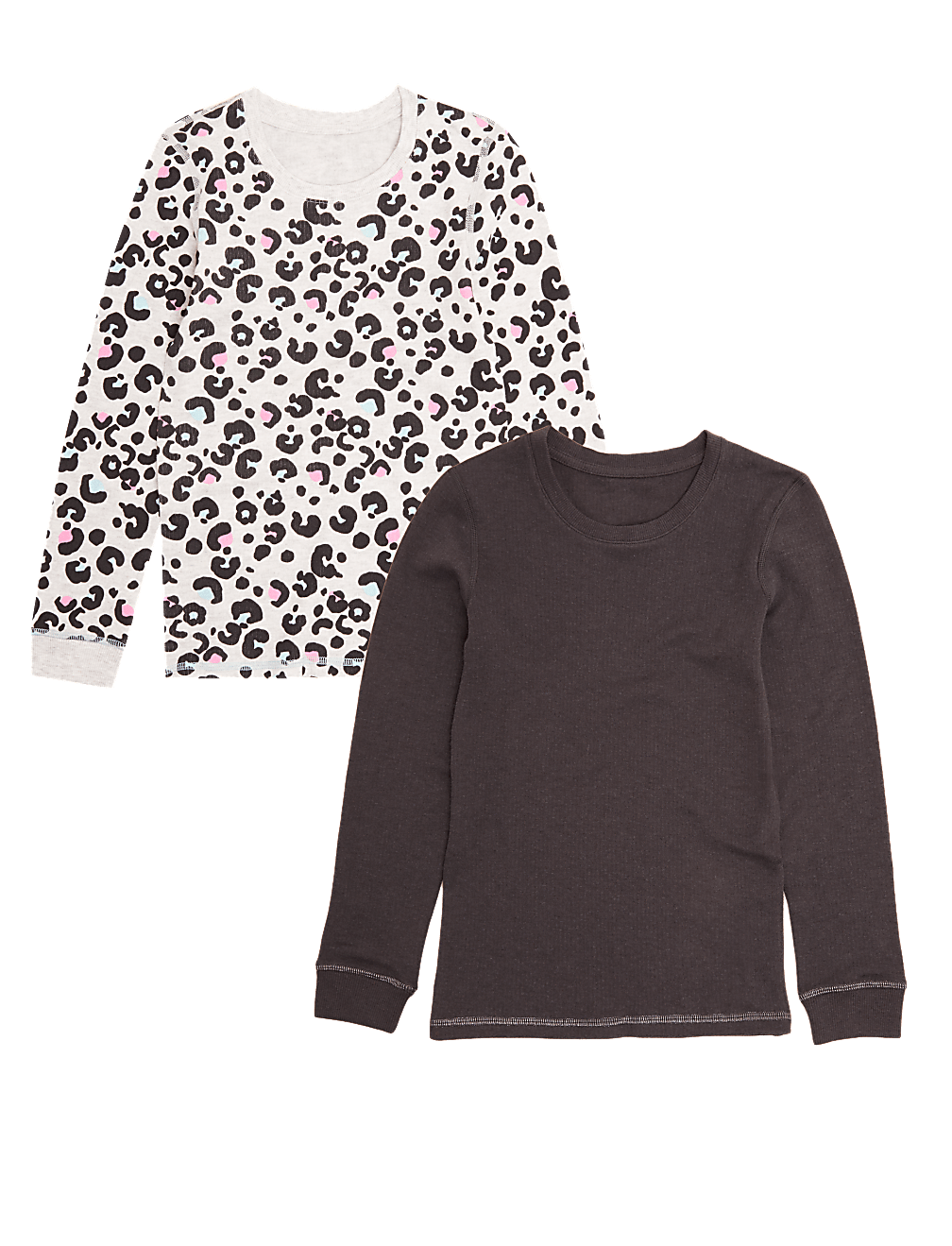 2pk Thermal Cotton Animal Print Tops (2-16 Yrs)