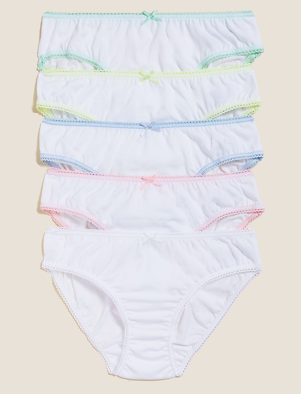 5P Plain Bikinis White (6-16 Yrs)