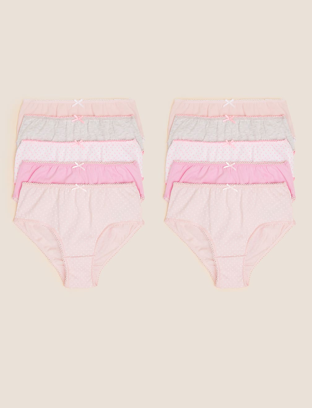 10pk Pure Cotton Spotty & Plain Knickers