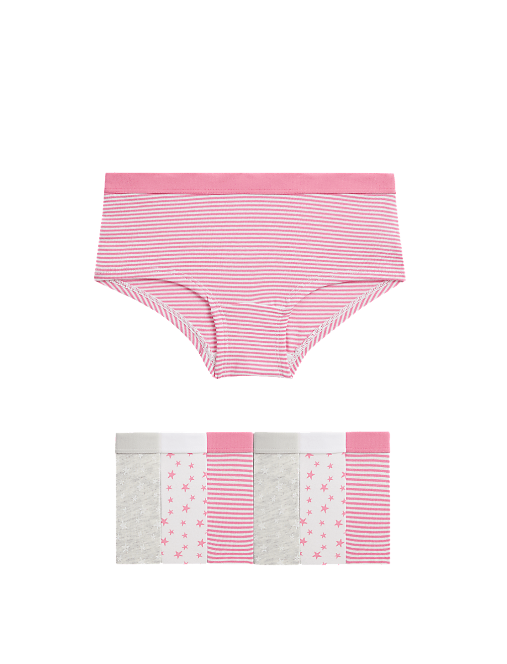 7pk Cotton Rich Stripes & Stars Shorts (5-16 Yrs)