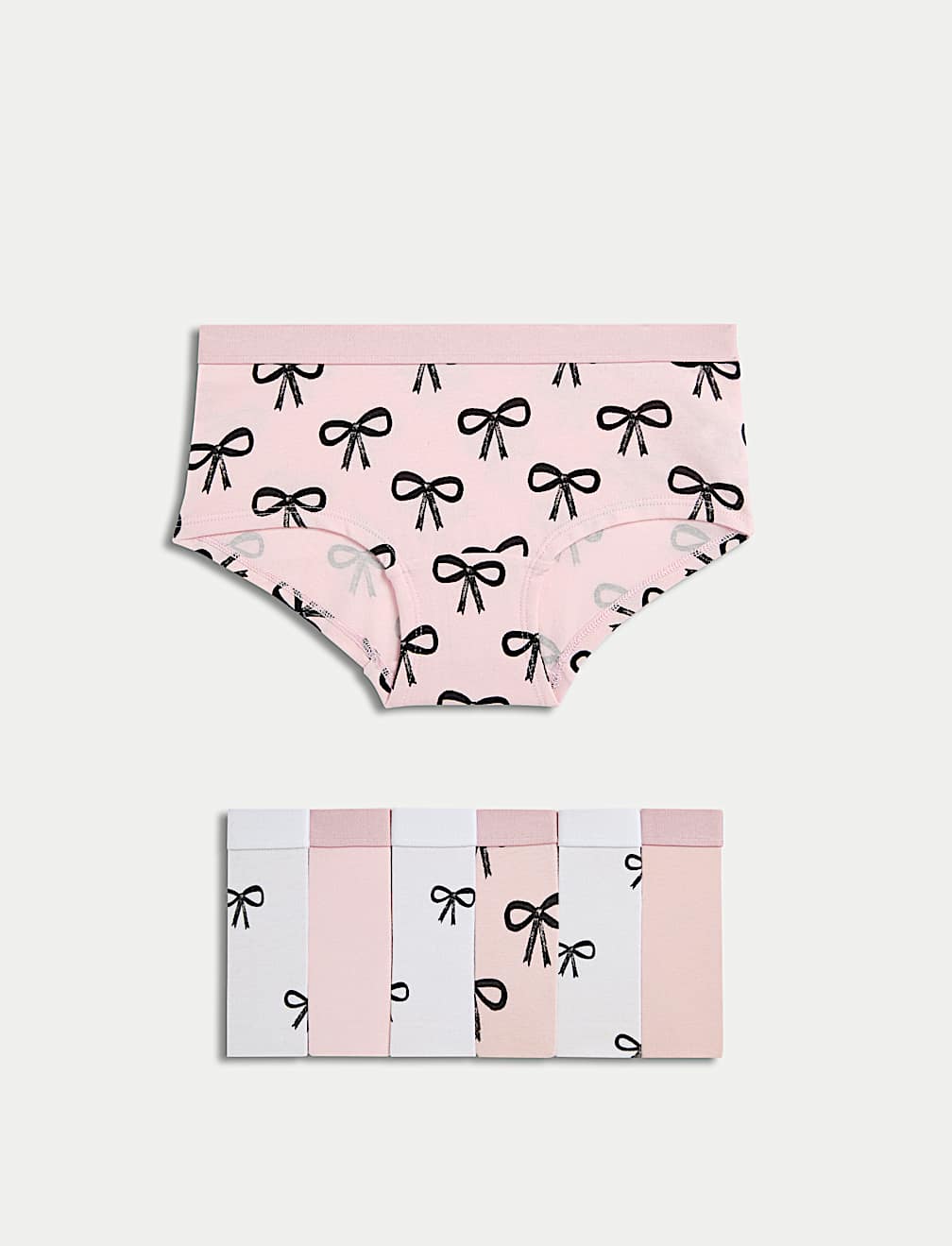 7pk Cotton with Stretch Bow Shorts (5-16 Yrs)
