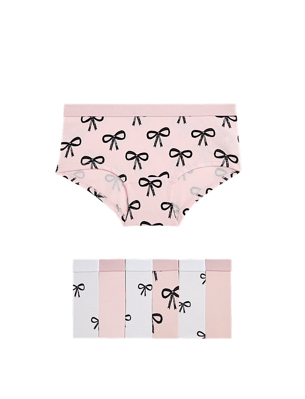 7pk Cotton with Stretch Bow Shorts (5-16 Yrs)