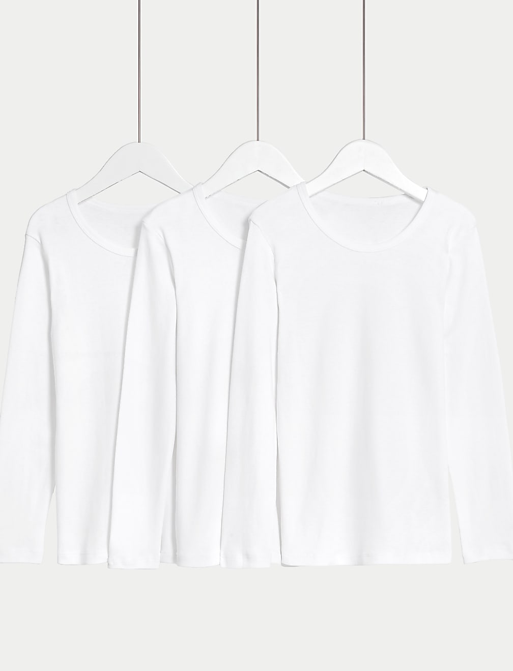 3pk Pure Cotton Long Sleeve Vests (2-14 Yrs)