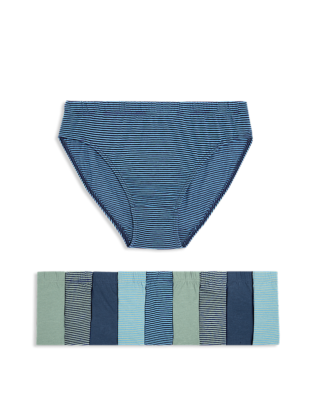 10pk Pure Cotton Striped Briefs (2-14 Yrs)