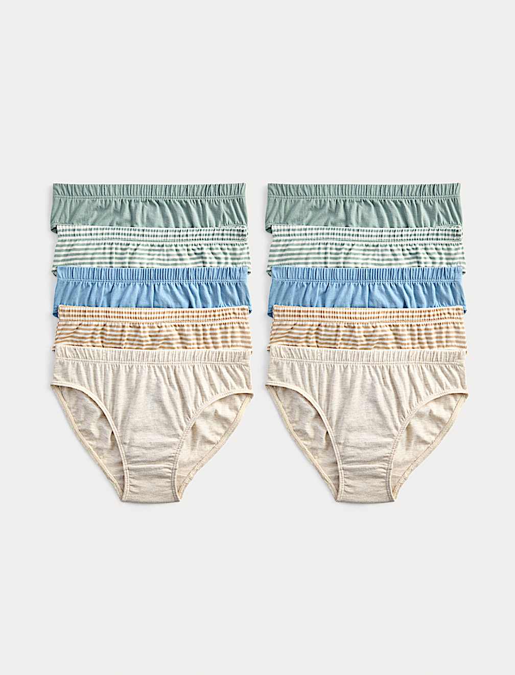 10 Pack Pure Cotton Stripes & Solids Briefs (2-14 Yrs)