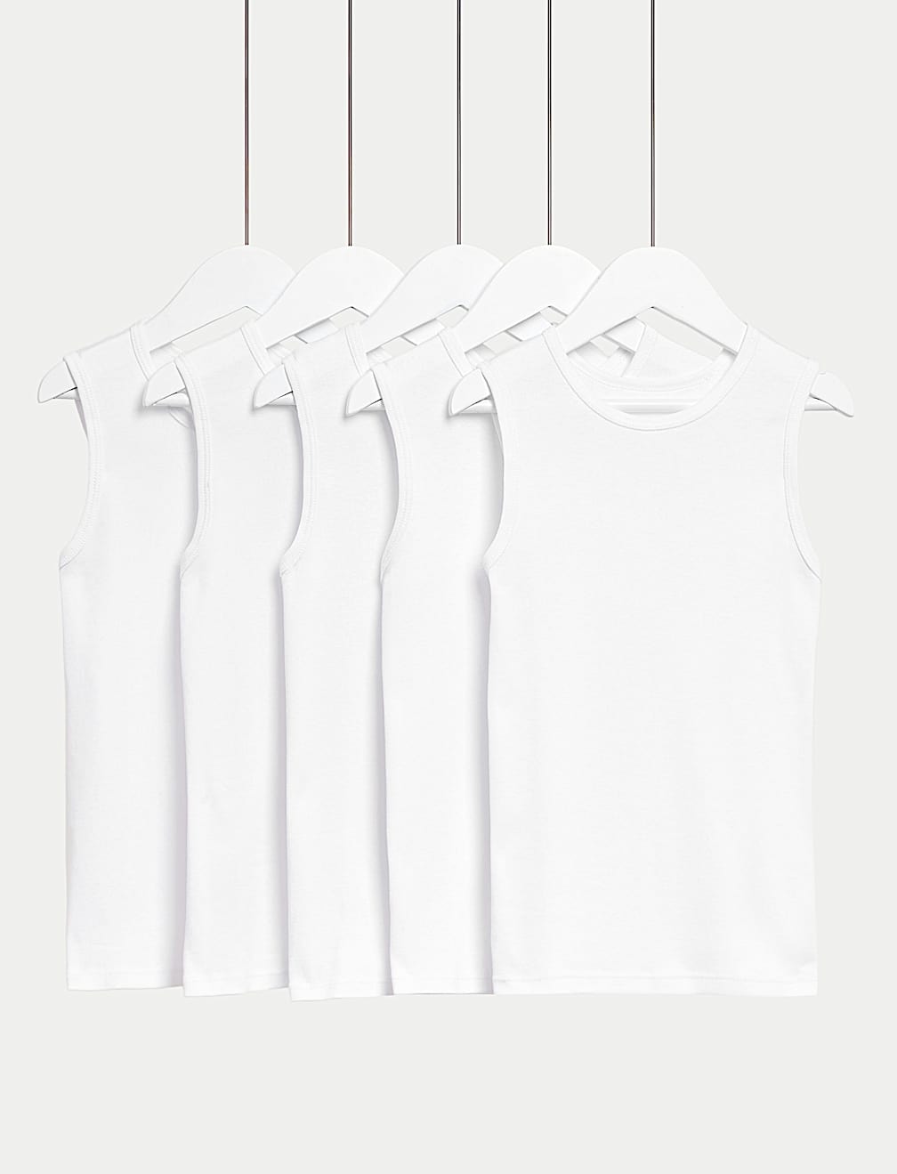 5 Pack Pure Cotton Plain Vests (2-14 Yrs)