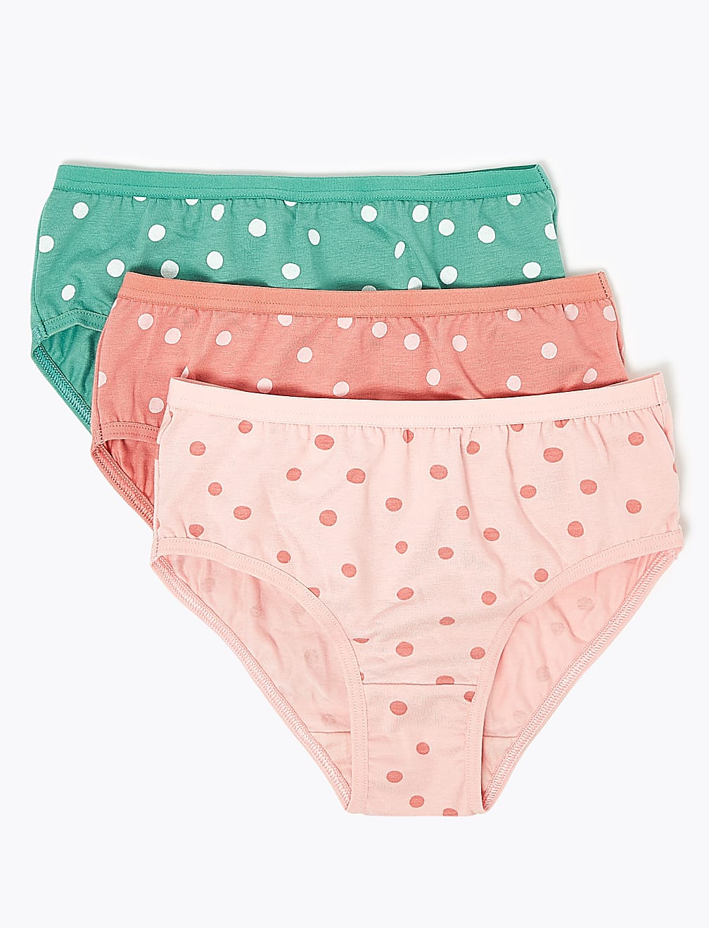 7 Pack Cotton Spotty Knickers (2-16 Yrs)