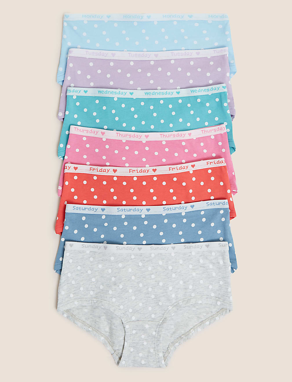 7pk Cotton Days of the Week Shorts (2-16 Yrs)