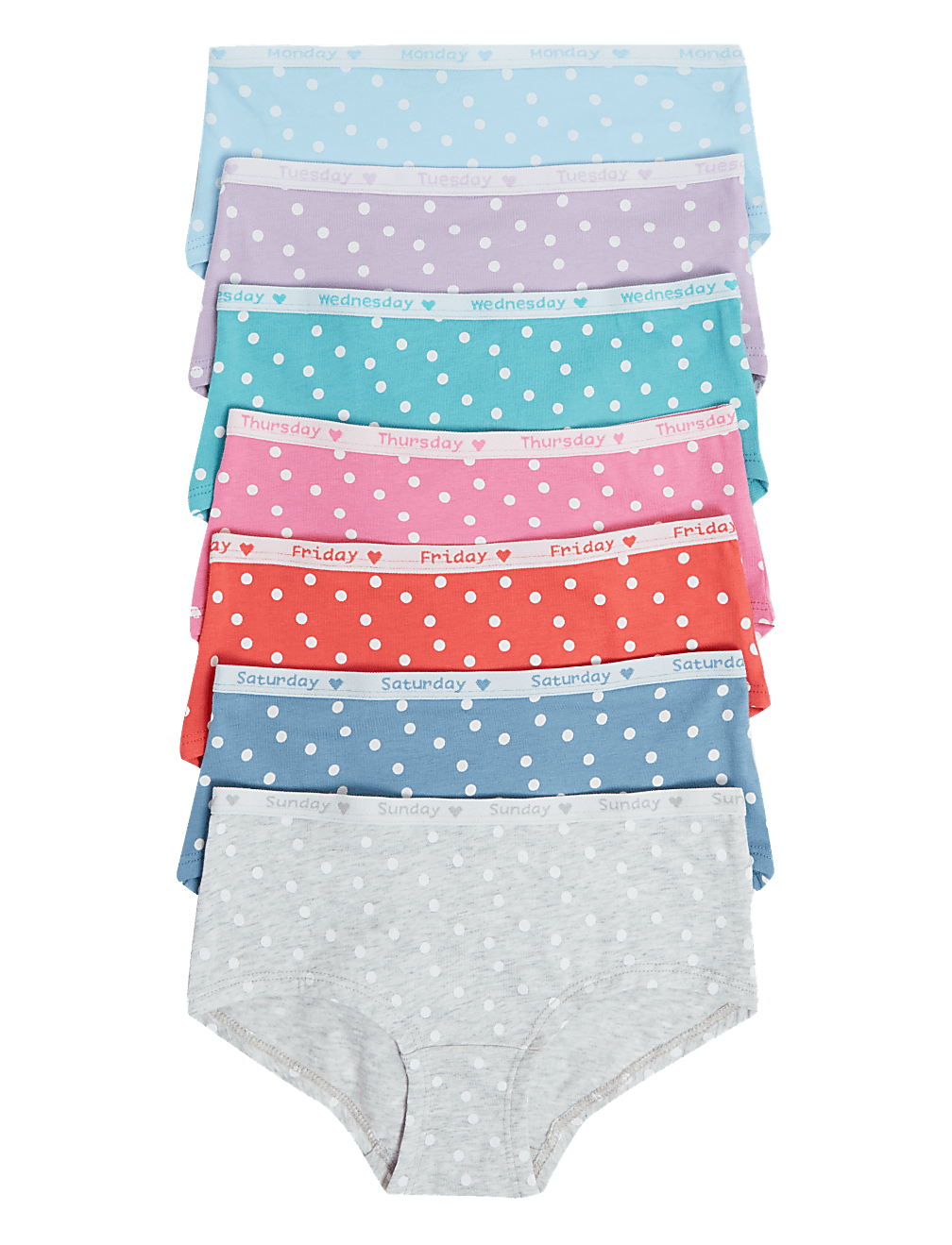 7pk Cotton Days of the Week Shorts (2-16 Yrs)
