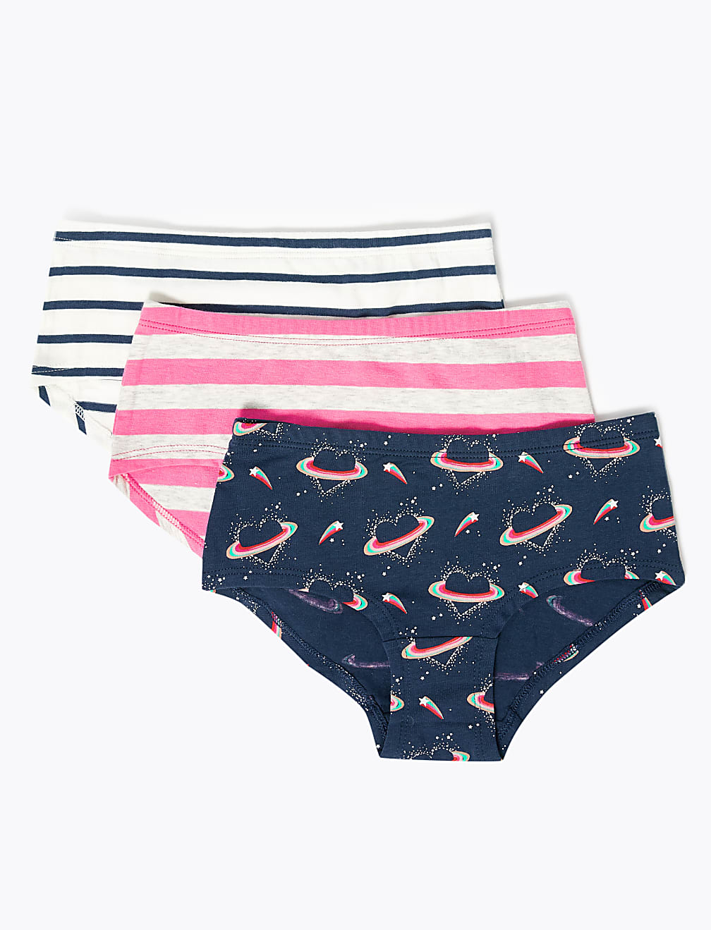 7pk Cotton with Stretch Heart Shorts (2-16 Yrs)