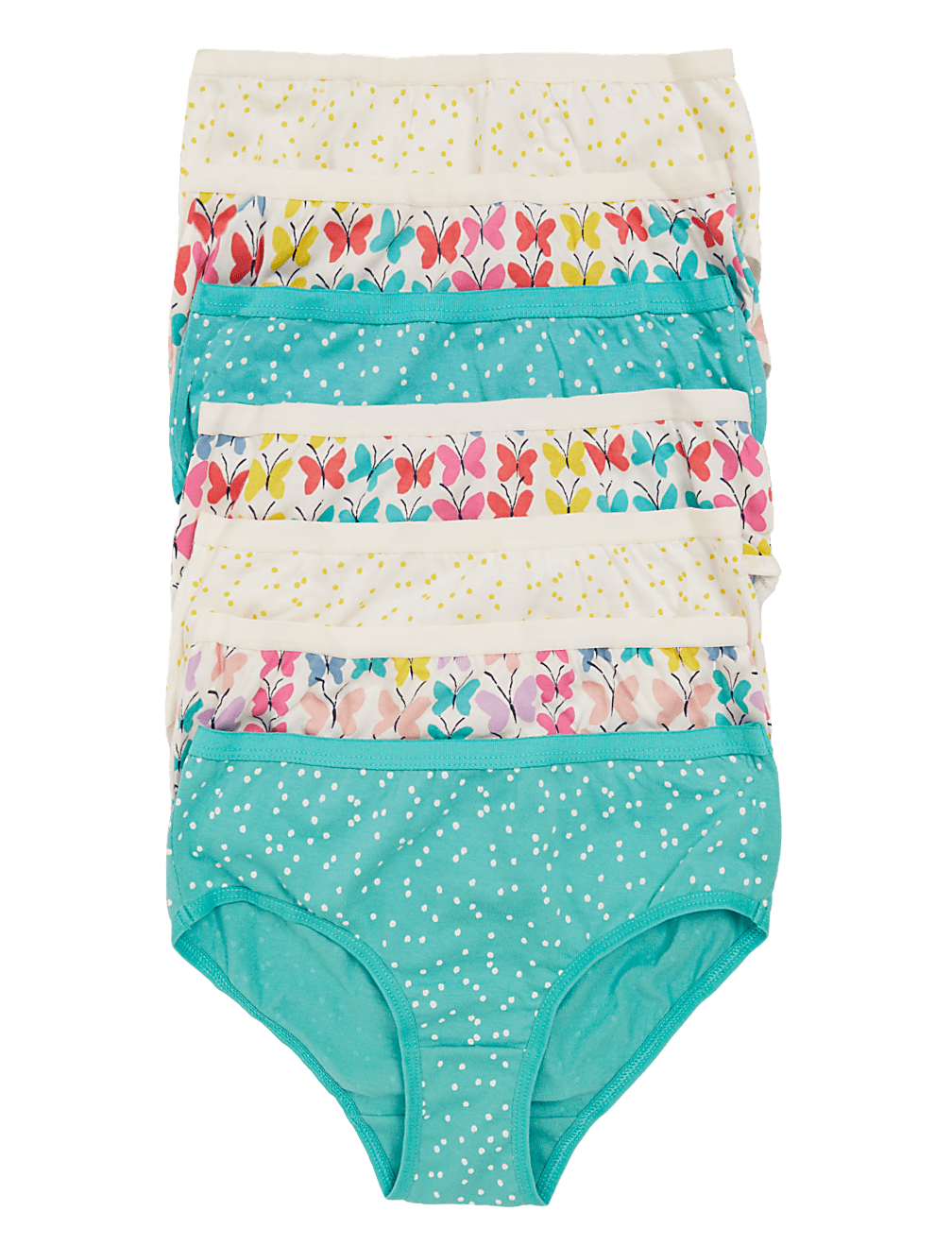 7pk Pure Cotton Patterned Knickers (2-16 Yrs)