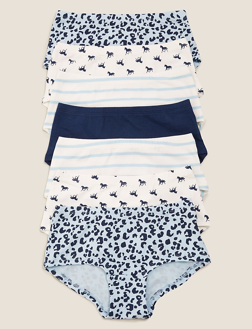 7pk Cotton with Stretch Horse Print Shorts