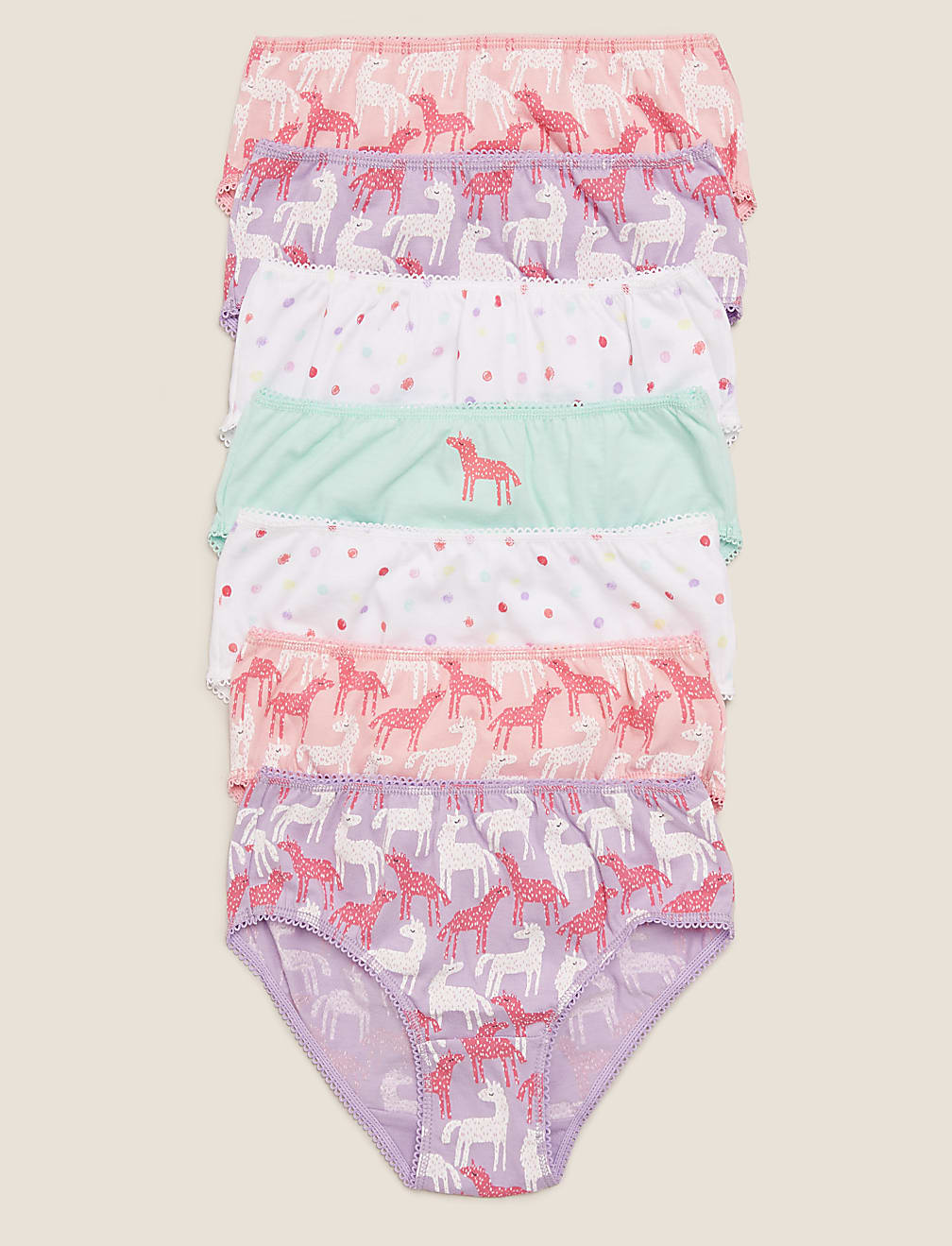 7pk Pure Cotton Unicorn Knickers (1-16 Yrs)