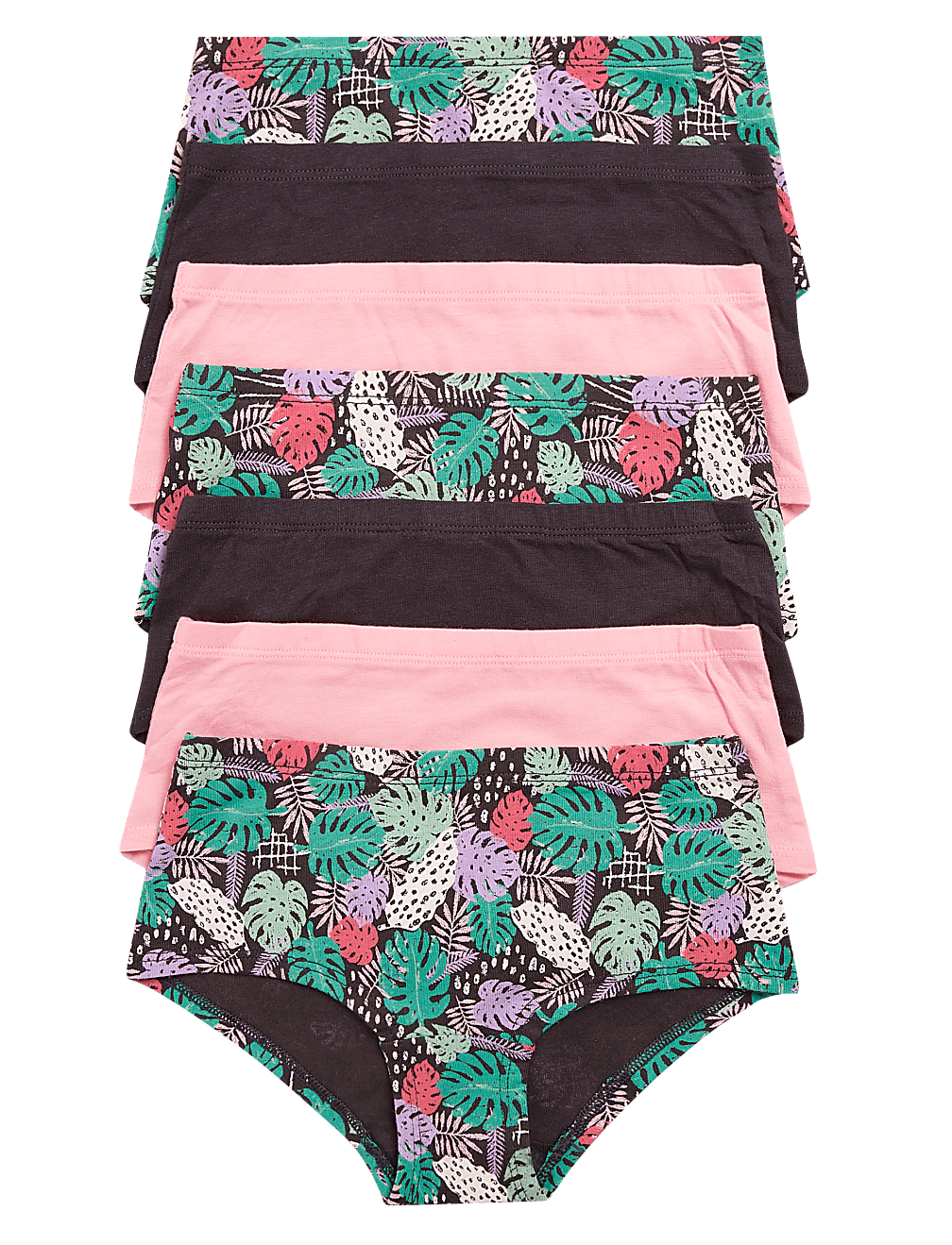 7pk Cotton Leaf Print Shorts (2-16 Yrs)