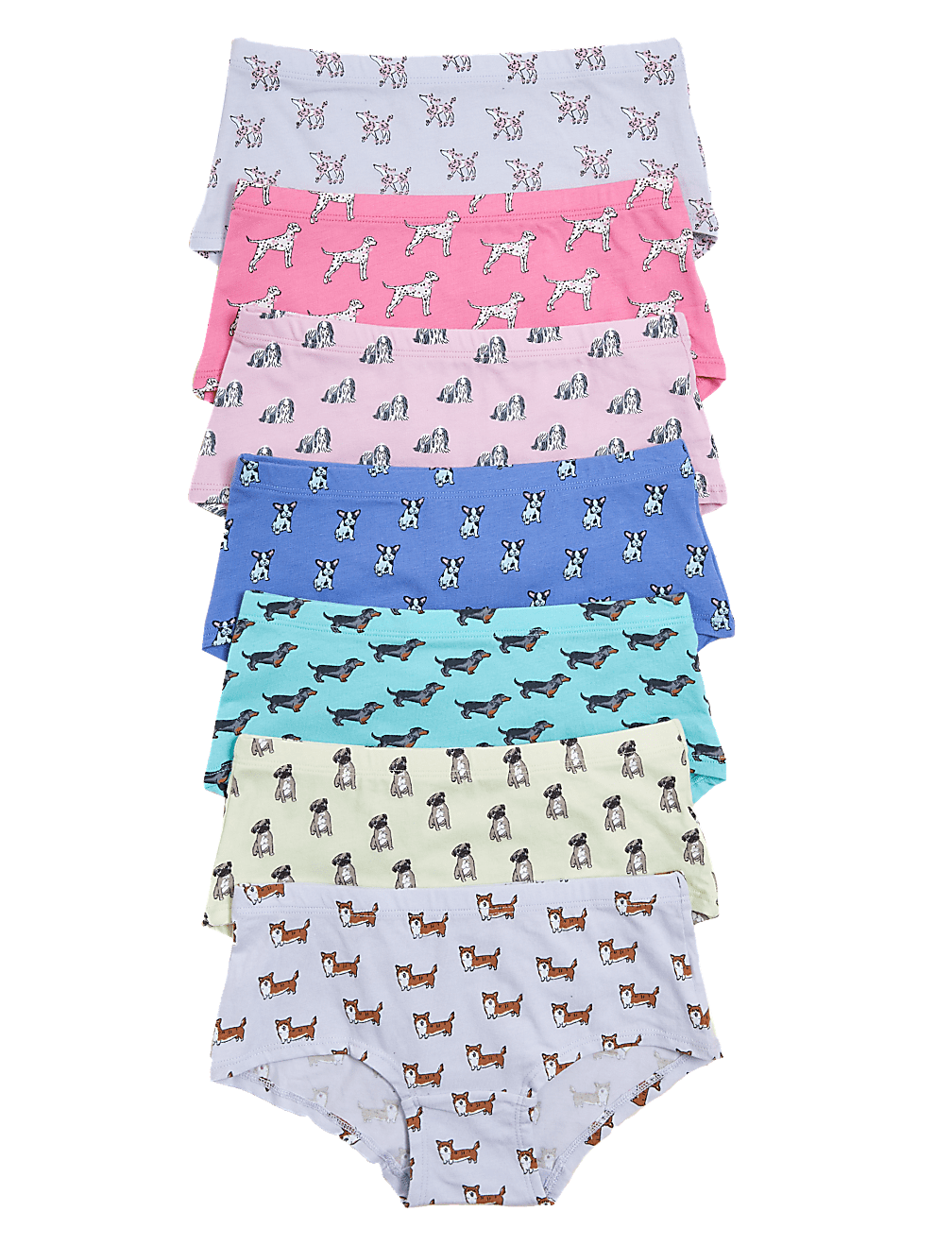 7pk Cotton Rich Dog Print Shorts
