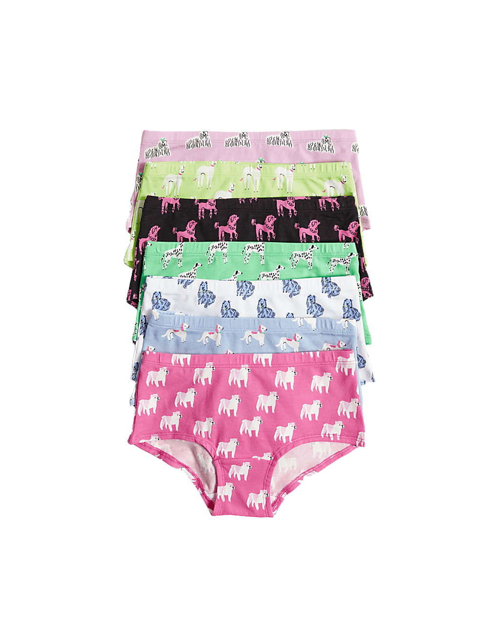 7pk Cotton Rich Dog Print Shorts