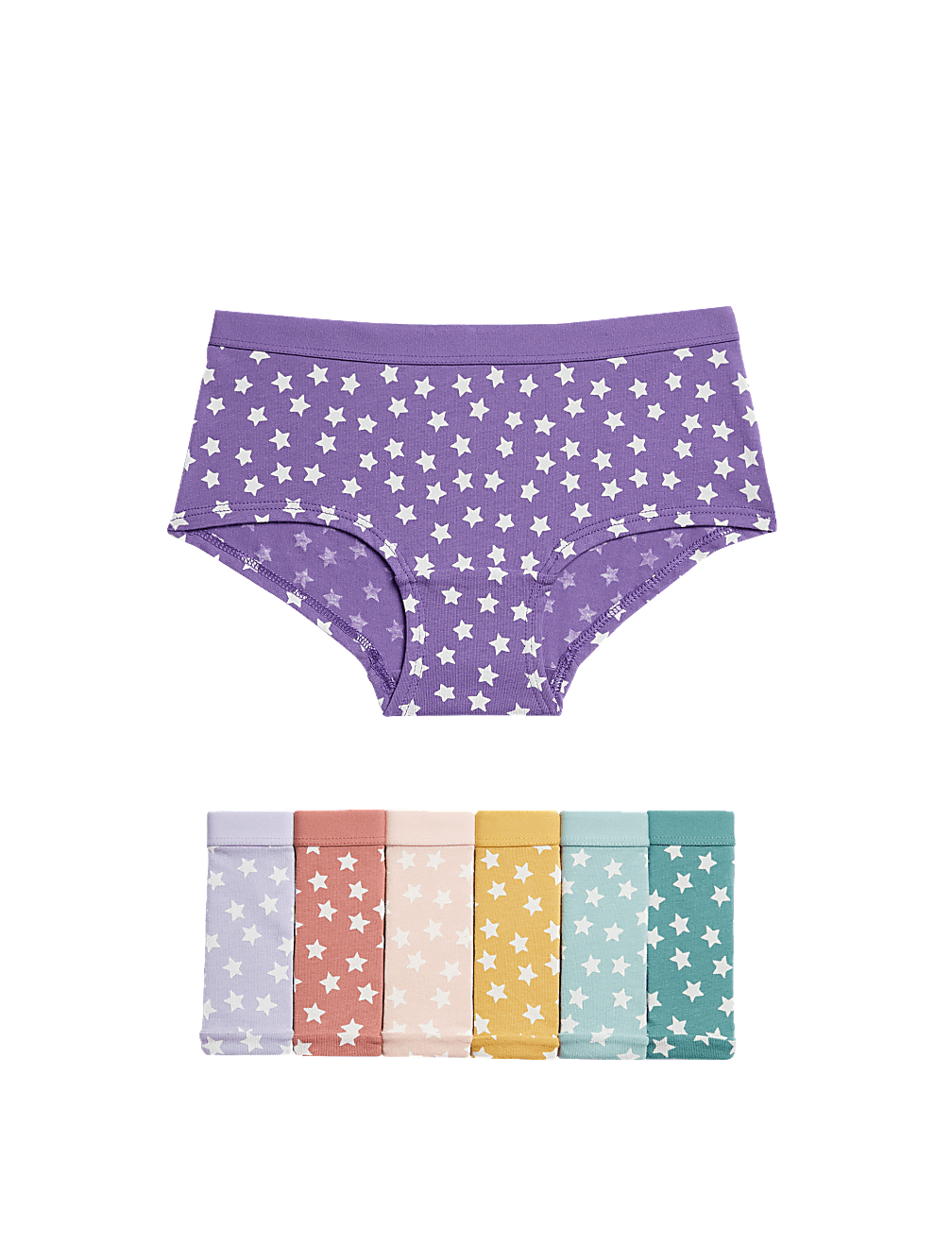 7pk Cotton Rich Stars Shorts (5-16 Yrs)