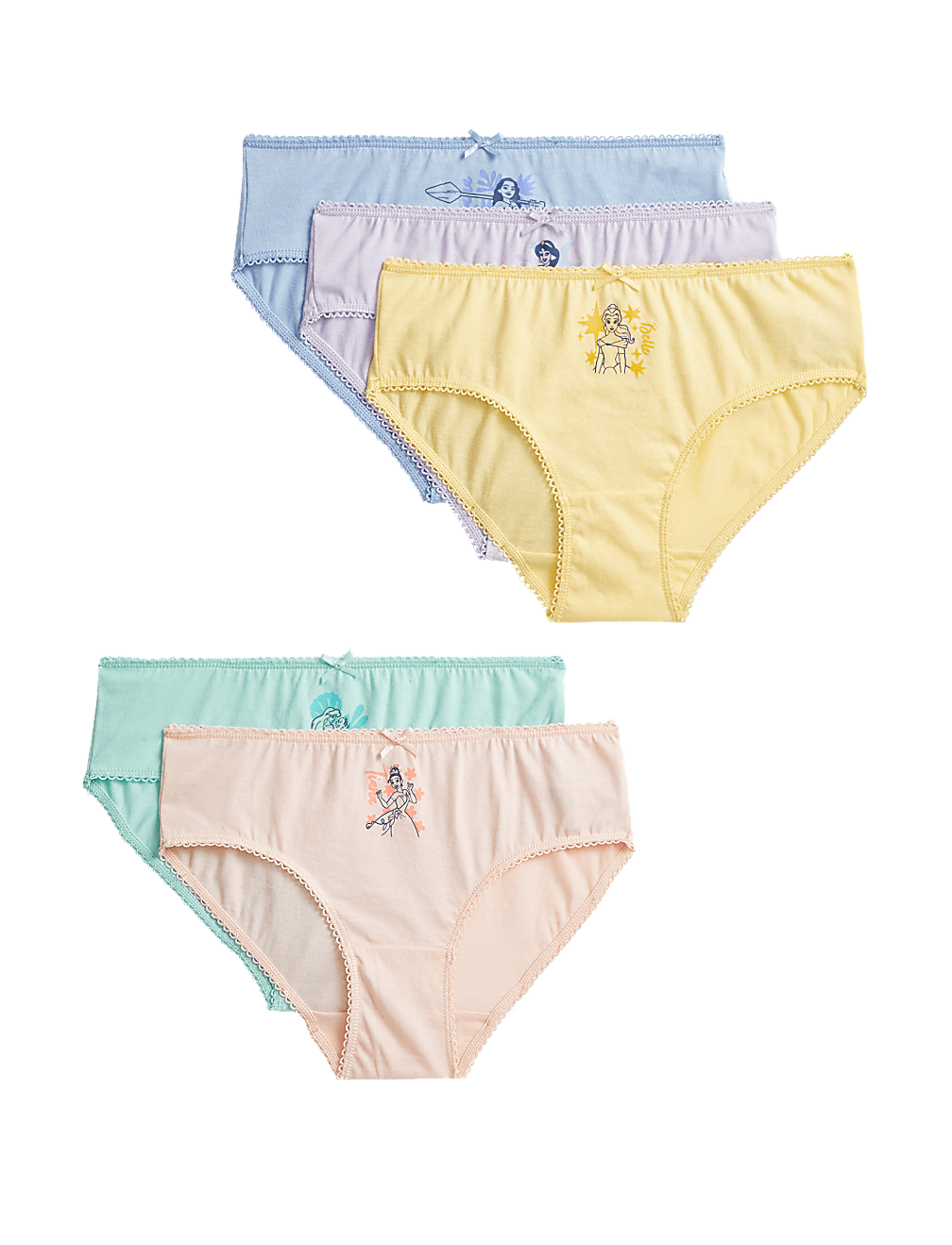 5pk Pure Cotton Disney Princess™ Knickers (2-10 Yrs)