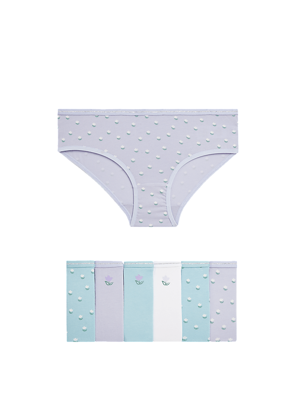 7pk Cotton with Stretch Floral Knickers (2-12 Yrs)