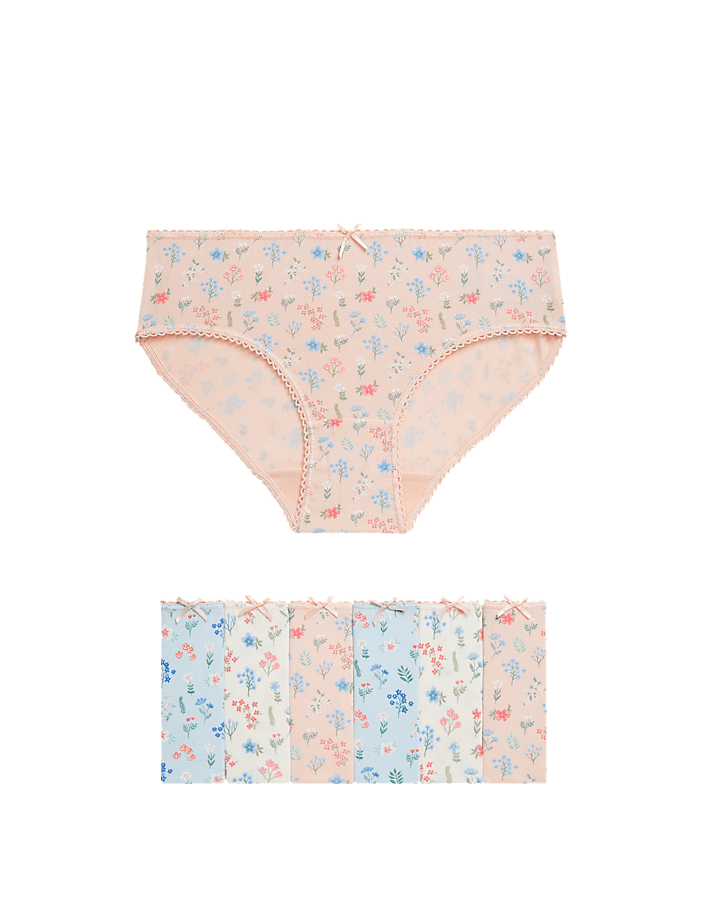7pk Cotton with Stretch Floral Knickers (2-12 Yrs)