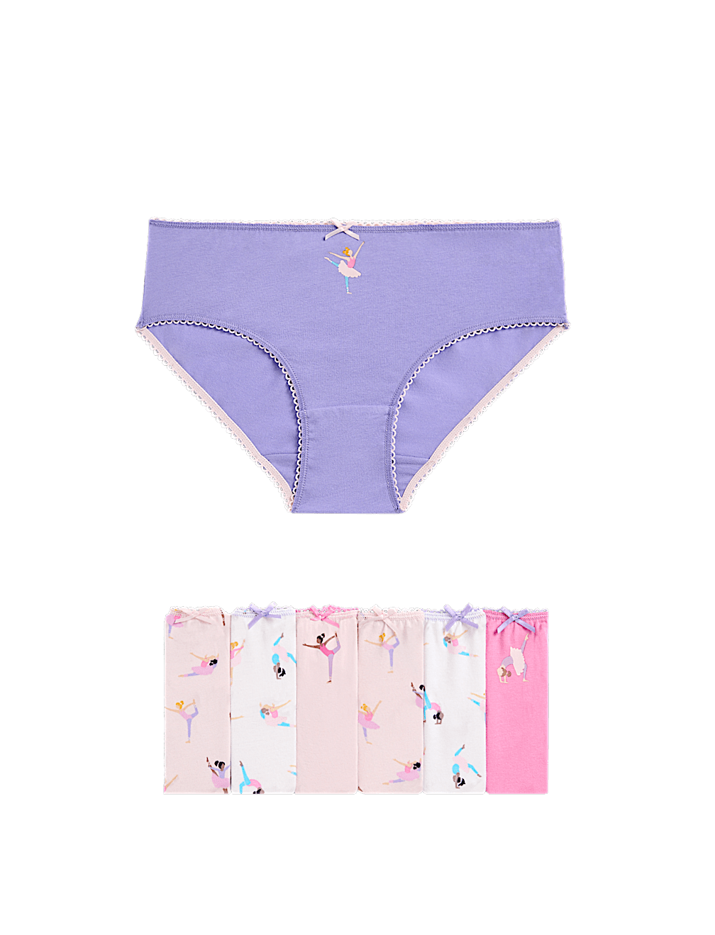 7pk Cotton with Stretch Ballerina Knickers (2-12 Yrs)