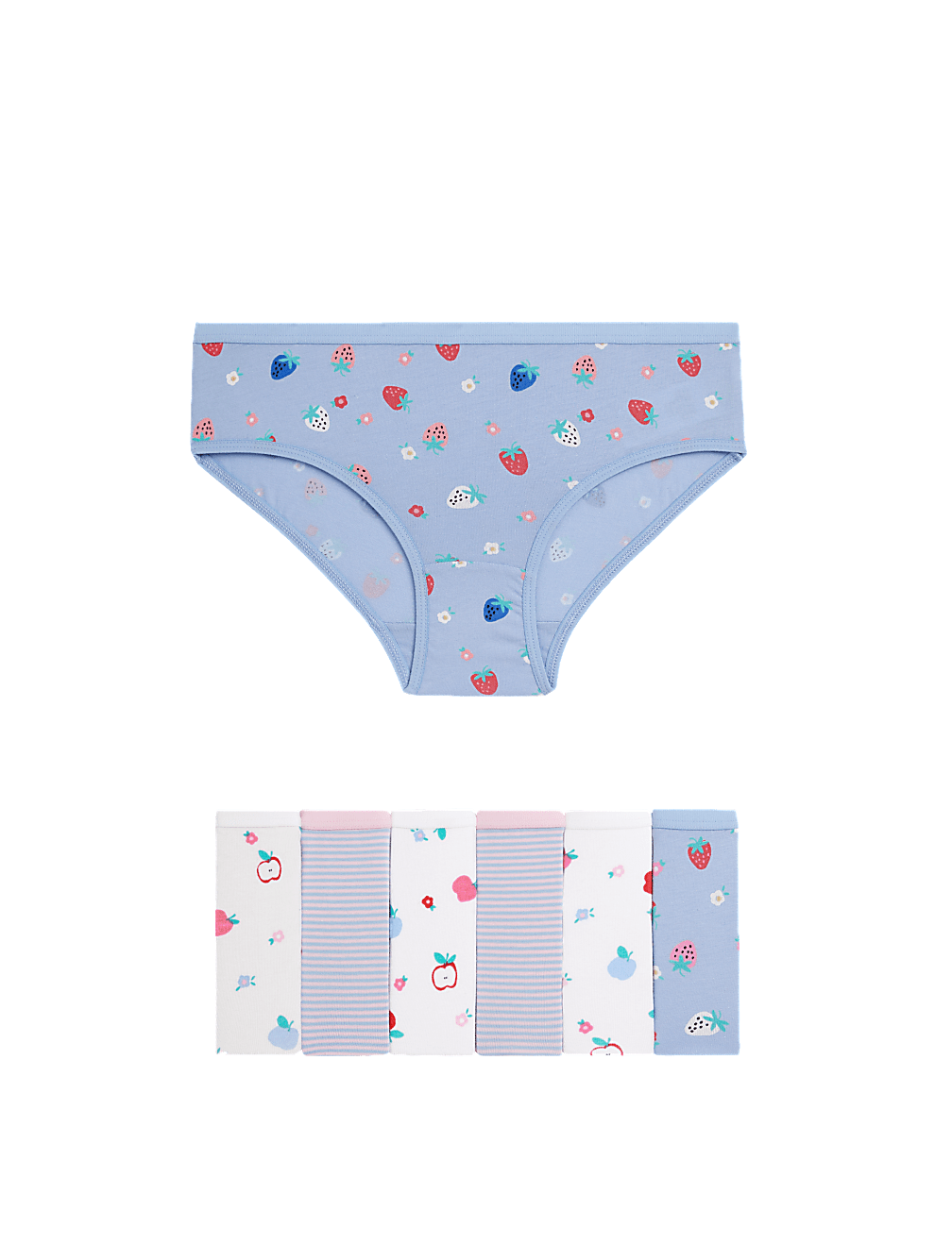 7pk Cotton with Stretch Fruit Print Knickers (2-12 Yrs)