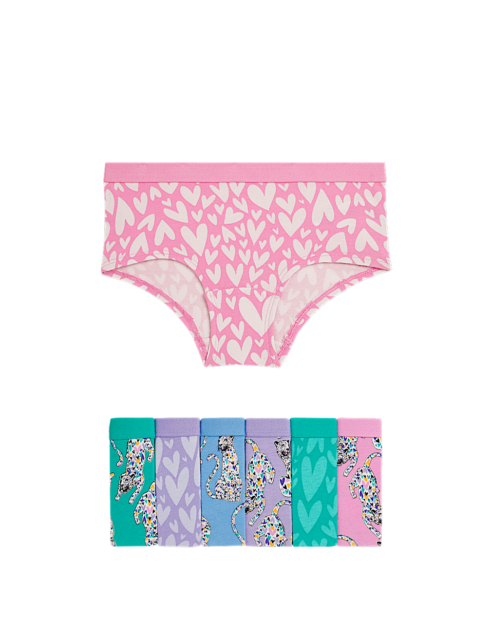 7pk Cotton with Stretch Leopard Shorts (5-16 Yrs)