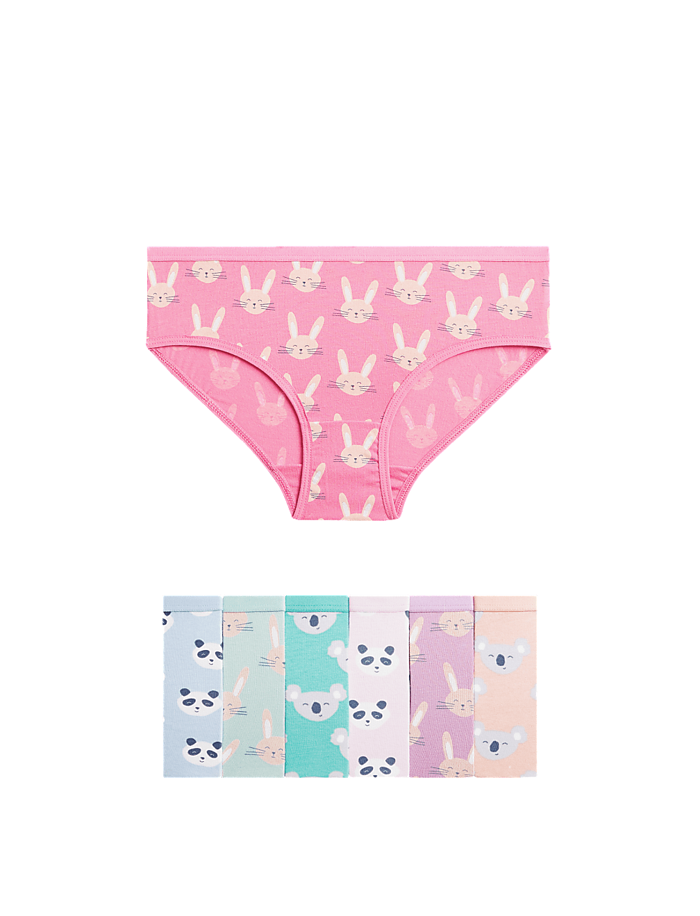 7pk Cotton with Stretch Animal Knickers (2-12 Yrs)