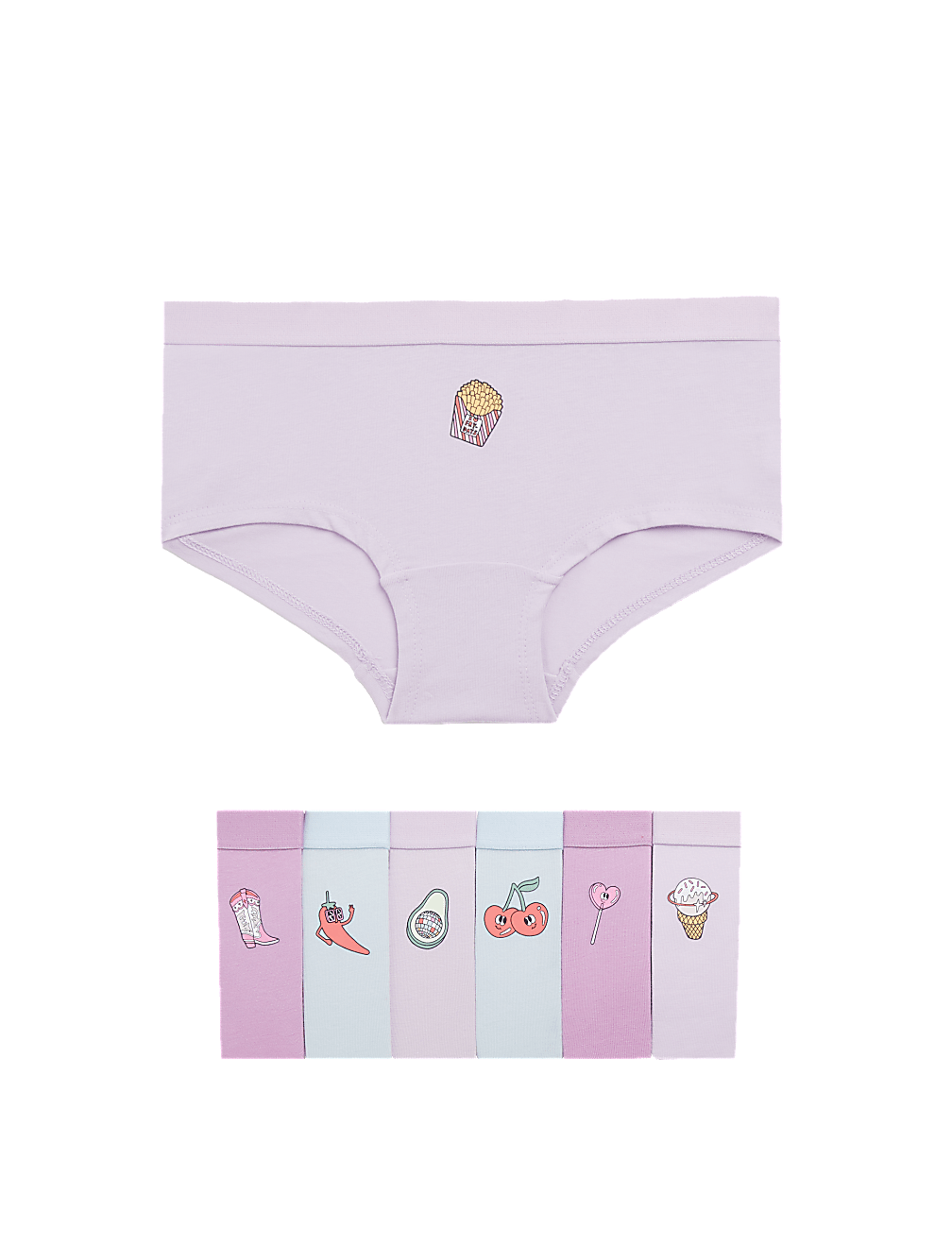 7pk Cotton with Stretch Fun Fruits Shorts (5-16 Yrs)