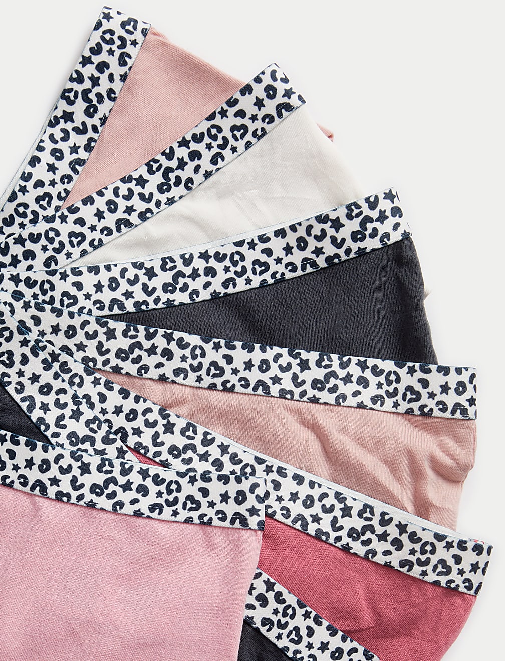 7pk Cotton with Stretch Leopard Waistband Shorts (5-16 Yrs)